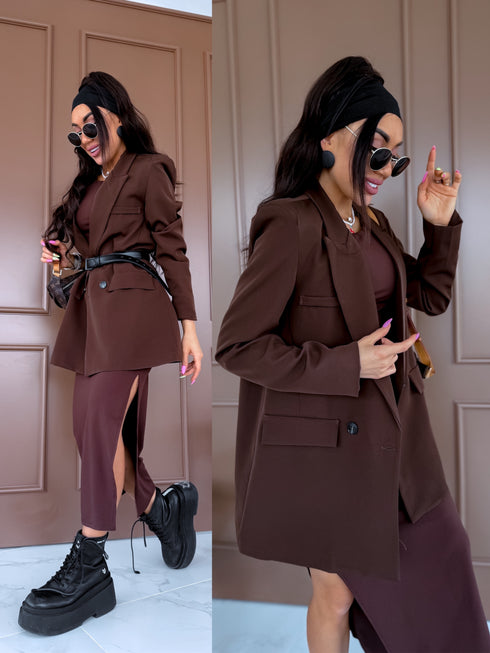 Oversize, klasiska žakete - DARK CHOCOLATE